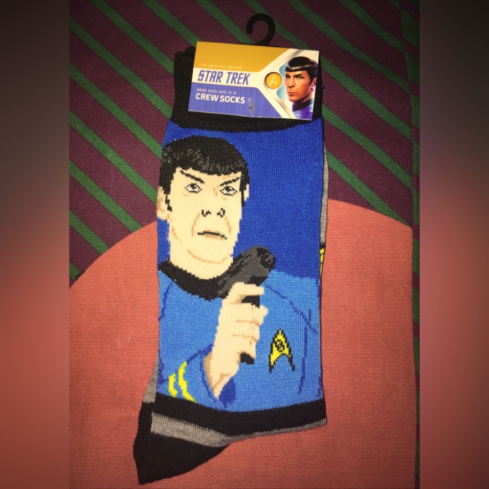 NWT Star Trek Spock Men's Crew Socks 10-13